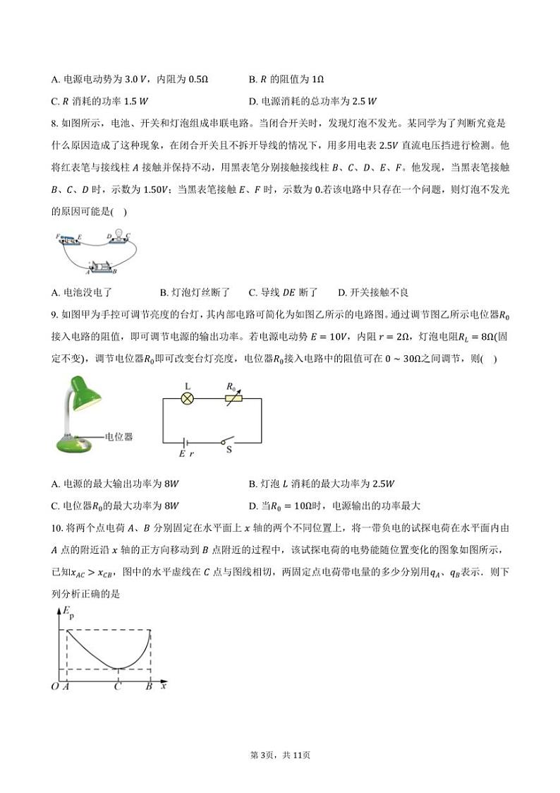 2024～2025学年北京市东城区第一七一中学高二(上)期中物理试卷(含答案)第3页