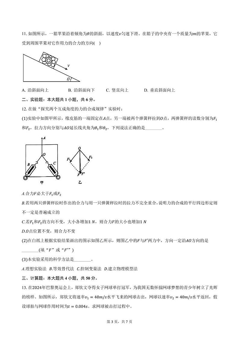 江苏省马坝高级中学2024-2025学年高一上学期期中物理试卷（含答案）第3页
