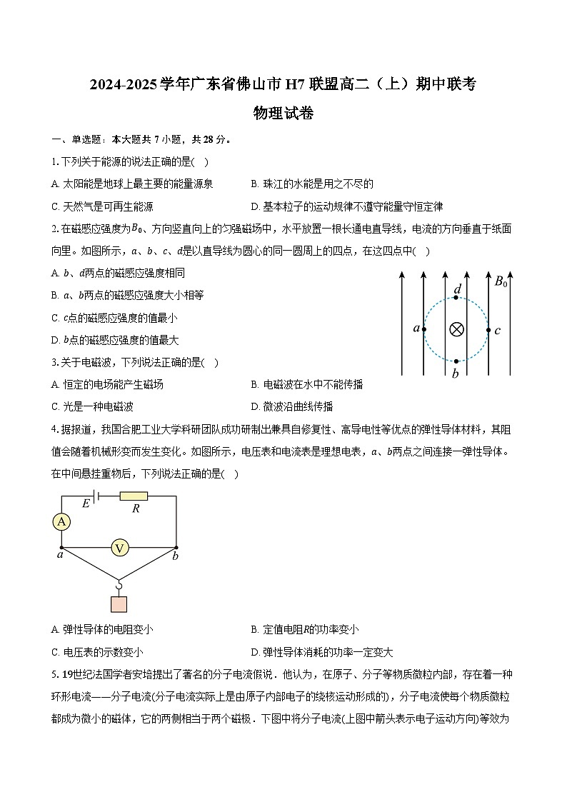 2024-2025学年广东省佛山市H7联盟高二（上）期中联考物理试卷（含答案）第1页