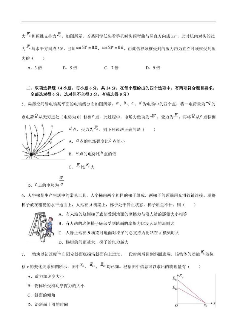 2024～2025学年福建省龙岩市连城县第一中学高三(上)12月月考(2)物理试卷(含解析)第2页