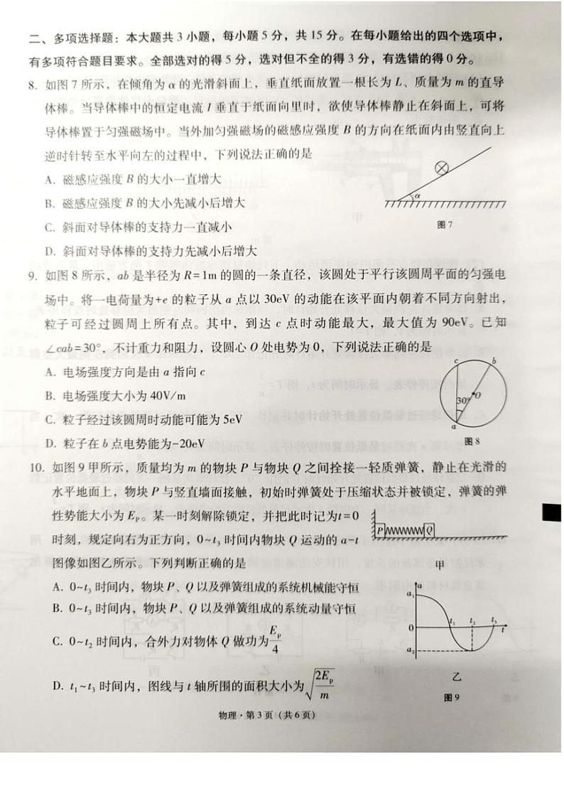 2025届贵州省3+3+3联考(月考)高三(上)模拟预测物理试卷(含答案)第3页