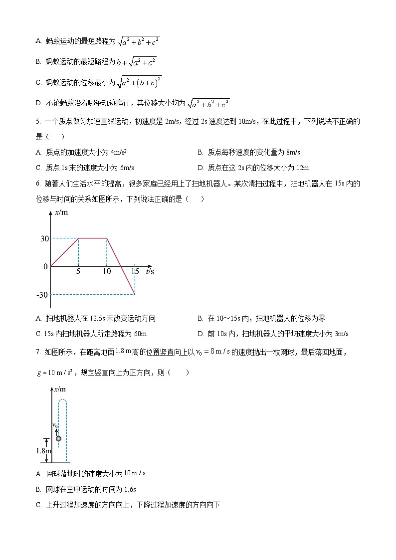 四川省眉山市仁寿第一中学南校区2024-2025学年高一上学期11月半期考试物理试题 Word版无答案第2页