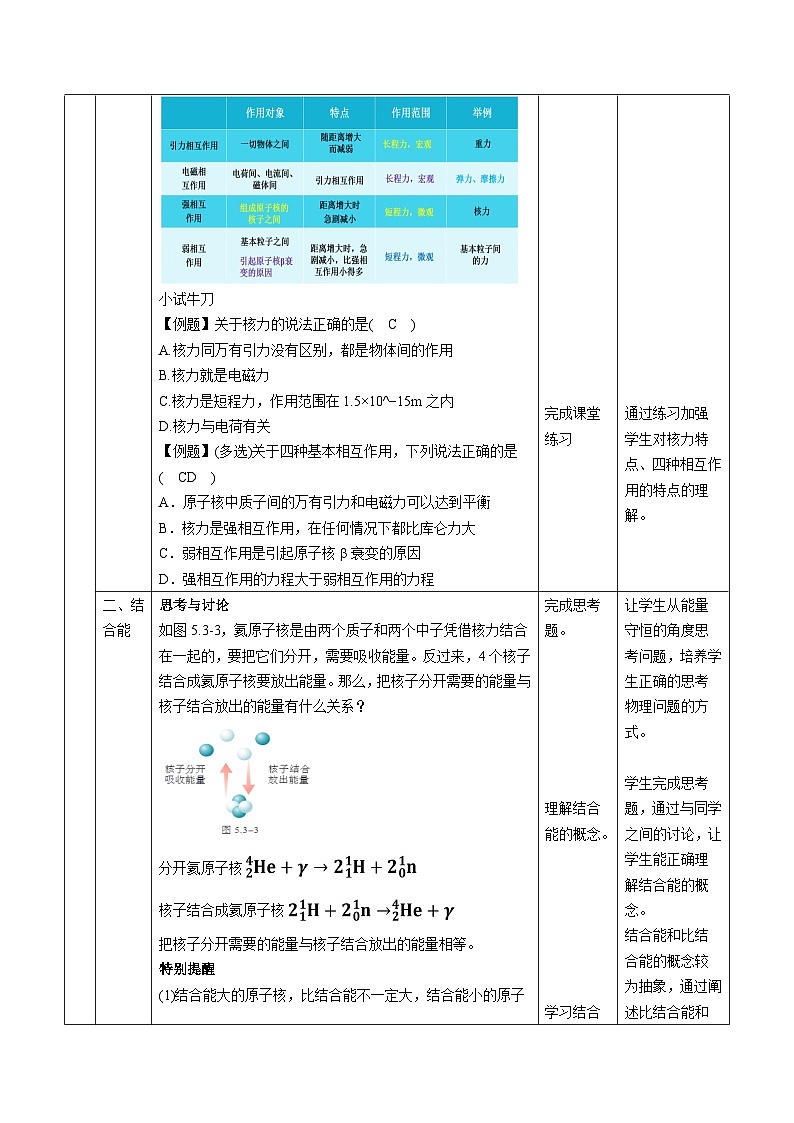 人教版（2019）高中物理选择性必修第三册5.3核力与结合能 教案第3页