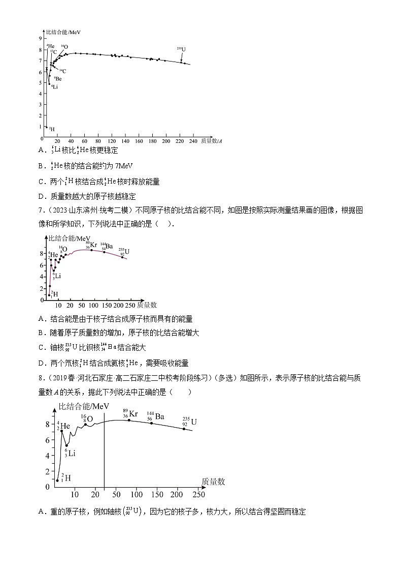 人教版（2019）高中物理选择性必修第三册5.3核力与结合能 分层练习（原卷）第2页