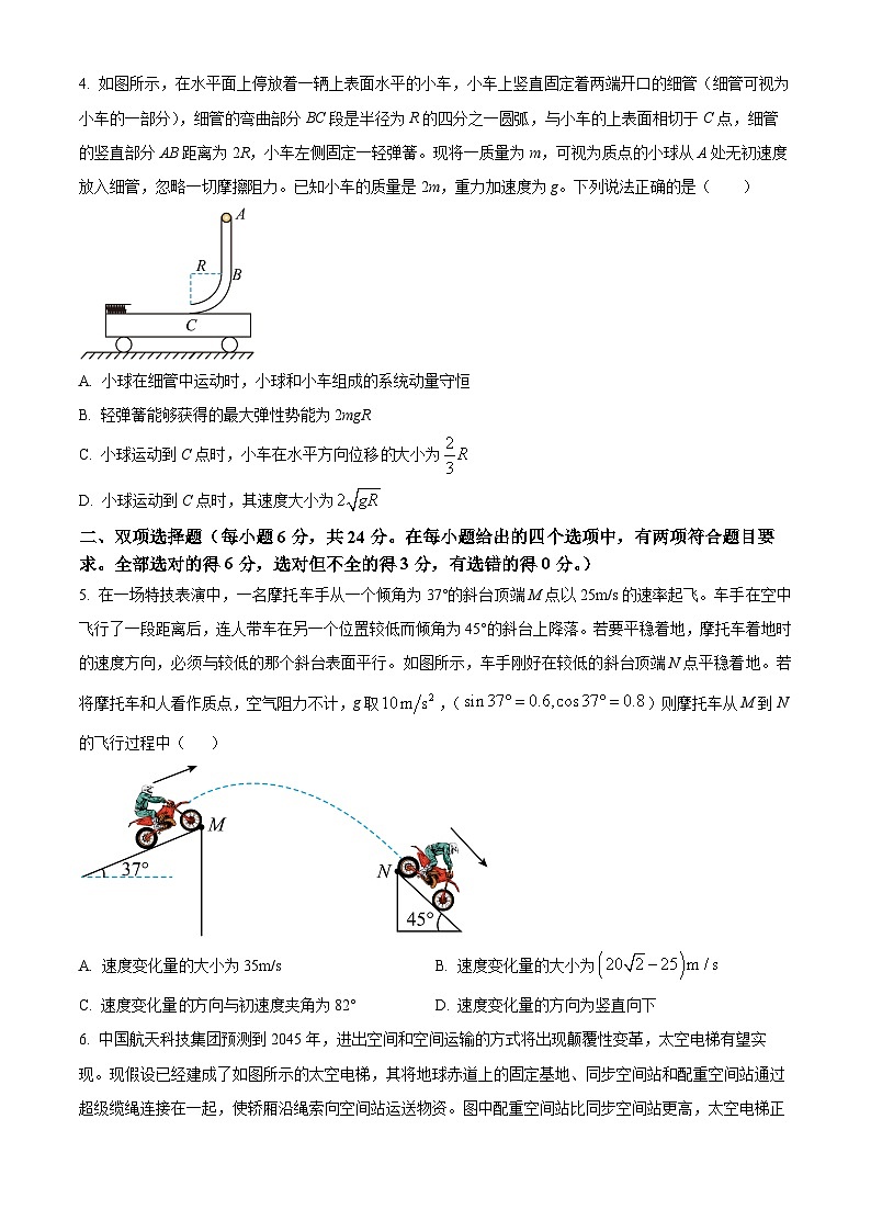 精品解析：福建省福州第一中学2024-2025学年高三上学期期中考试物理试卷（原卷版）第2页