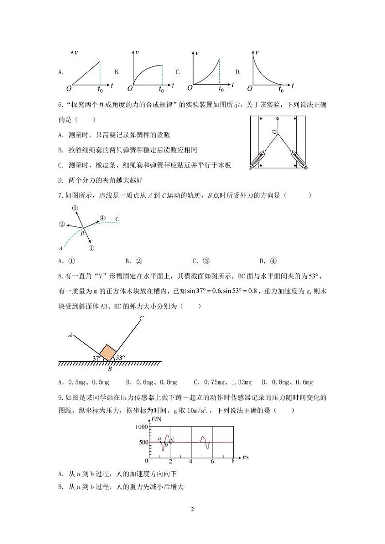 高一物理试卷第2页