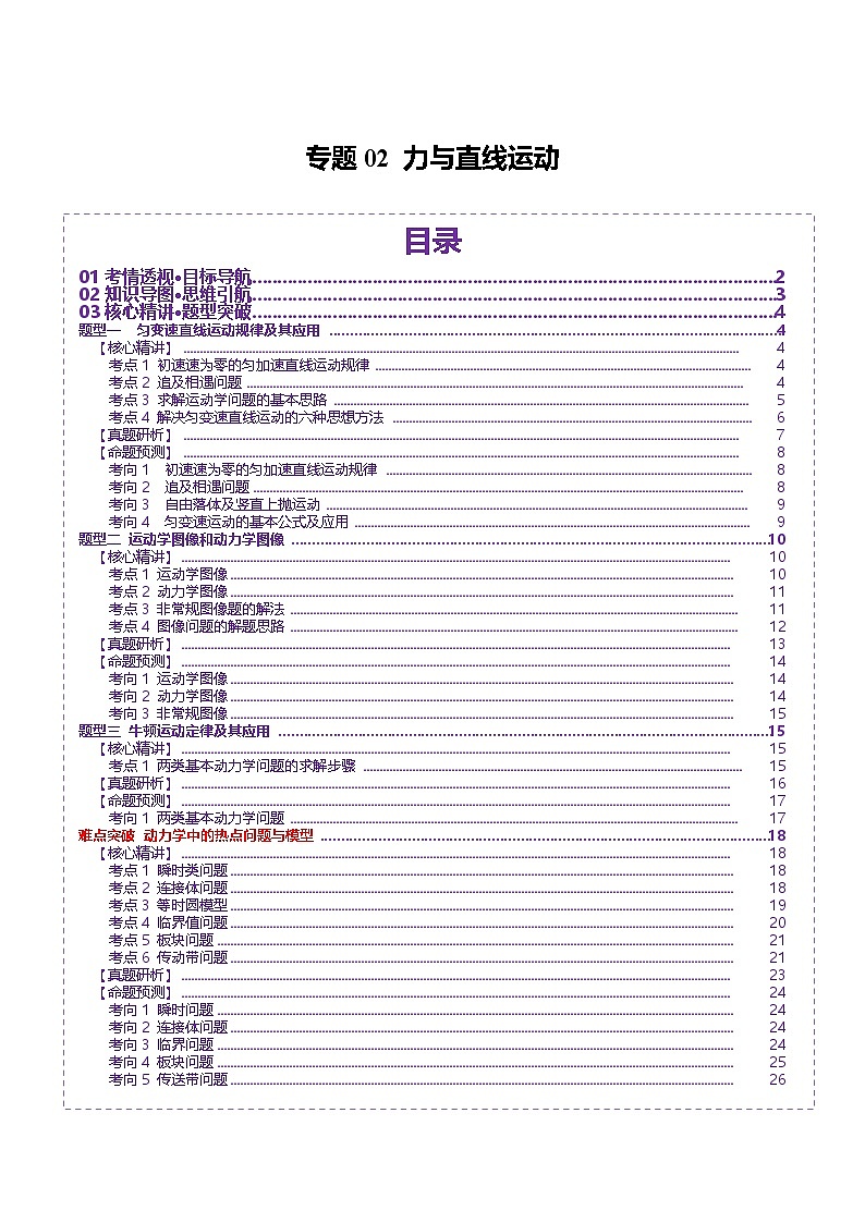 专题02 力与直线运动（讲义）-2025年高考物理二轮复习讲与练（新高考通用）（原卷版）第1页