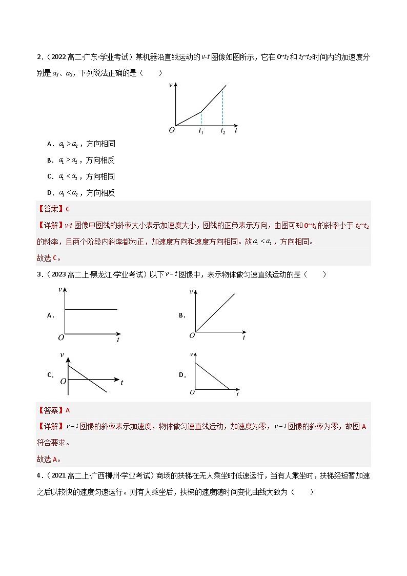 专题05 运动的图像与追及相遇问题备战2025年高中学业水平合格考物理真题分类汇编（全国通用）解析版第2页