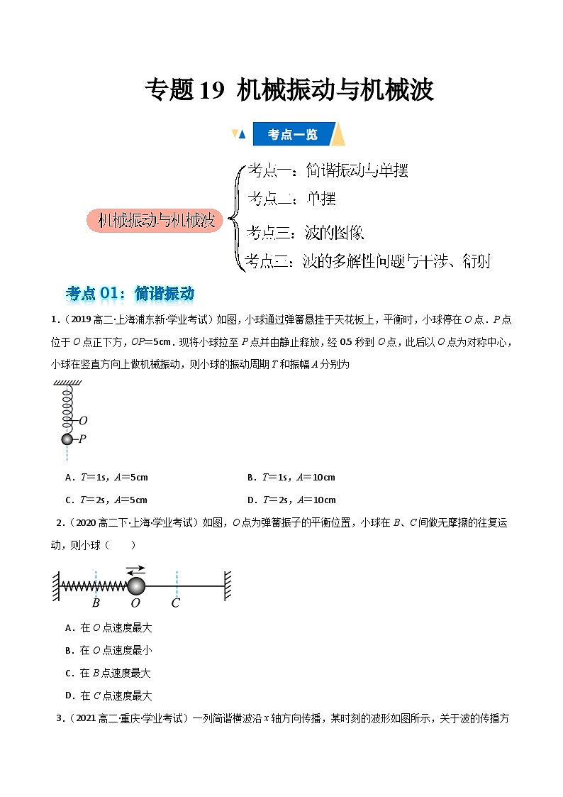 专题19 机械振动与机械波备战2025年高中学业水平合格考物理真题分类汇编（全国通用）原卷版第1页
