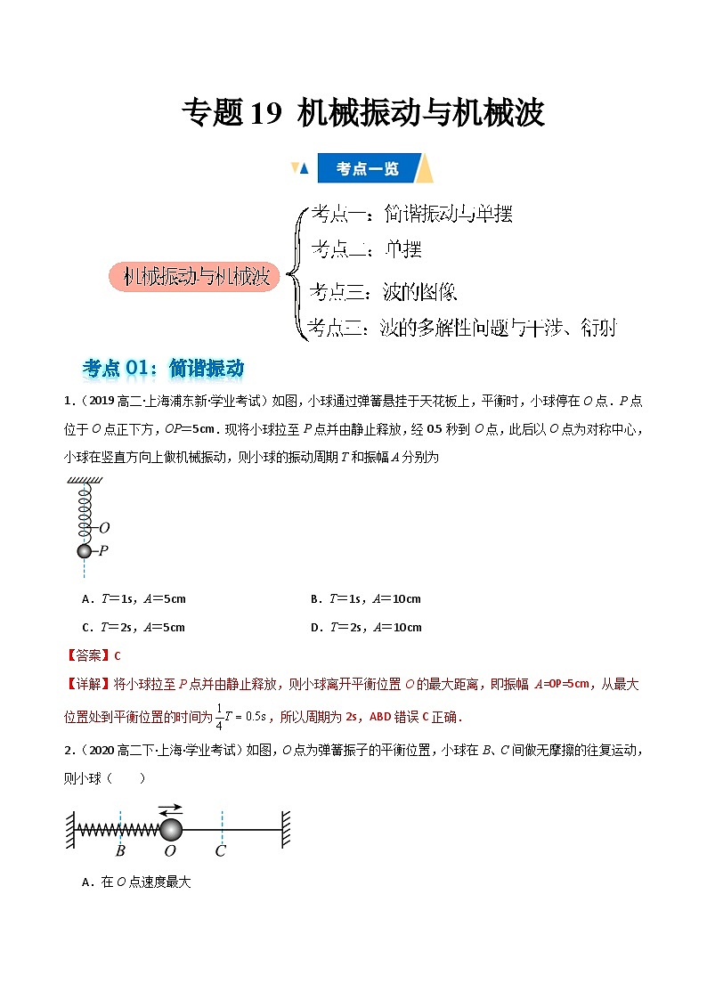 专题19 机械振动与机械波备战2025年高中学业水平合格考物理真题分类汇编（全国通用）解析版第1页