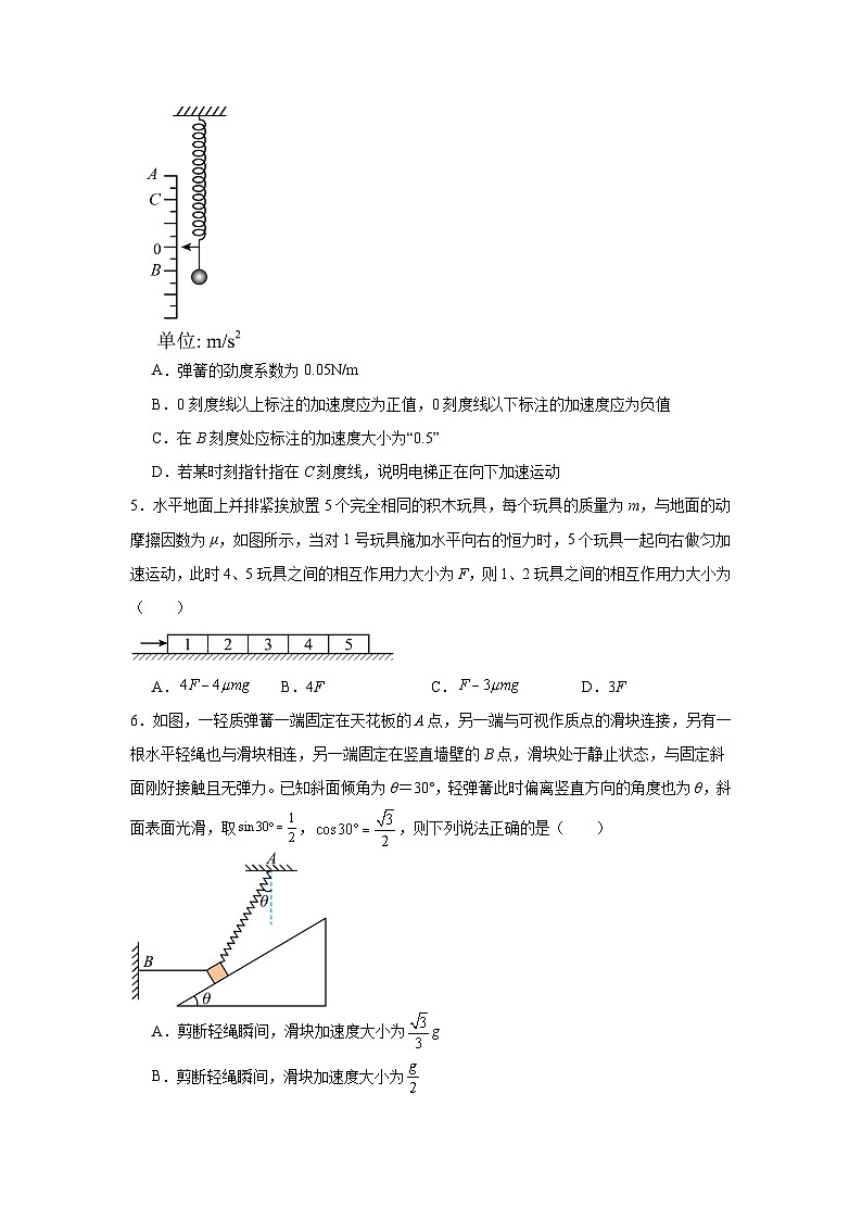 重庆市巴蜀中学2023-2024学年高一上学期期末物理试题第2页