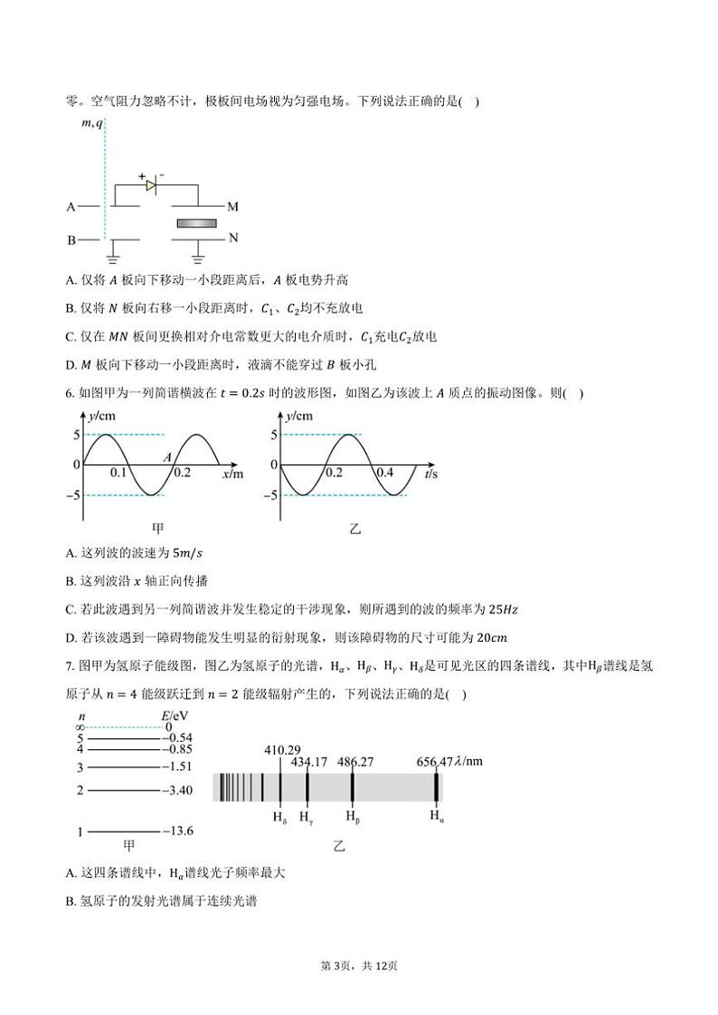 2024～2025学年安徽省蚌埠市校教研体高三(上)11月联考(月考)试卷物理卷(含答案)第3页
