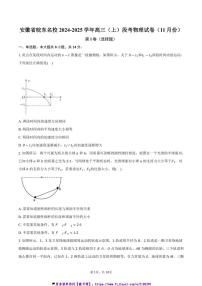 2024～2025学年安徽省皖东名校高三(上)月考物理试卷(11月份)(含答案)