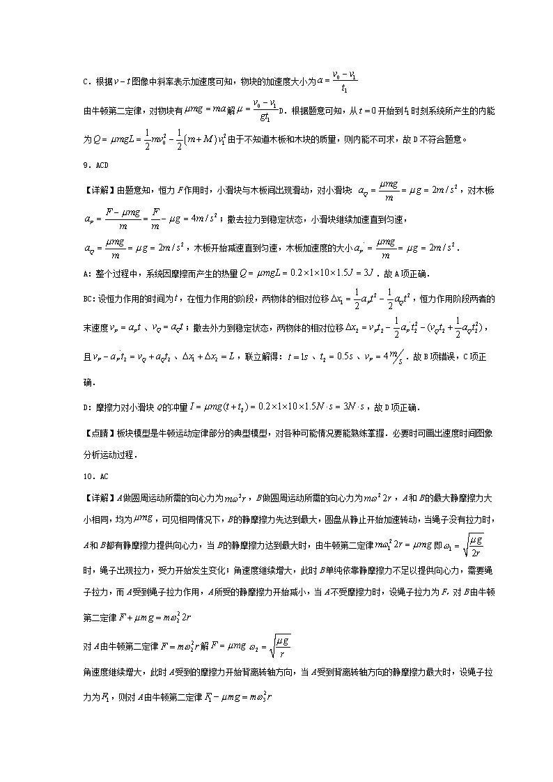 眉山市区县高中学校25届高三一诊模拟联考物理答案第2页