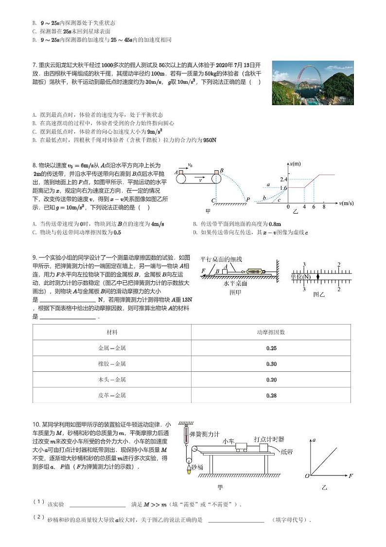 四川省射洪中学校2023-2024学年高三(上)10月月考理综物理试卷(含解析)第2页