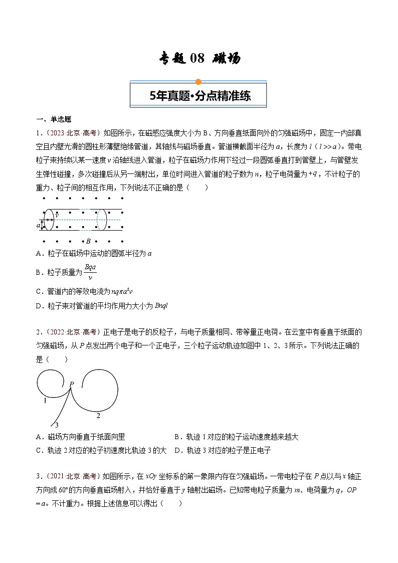 专题08 磁场-5年（2020年-2024年）高考1年模拟物理真题分项汇编（原卷版）第1页