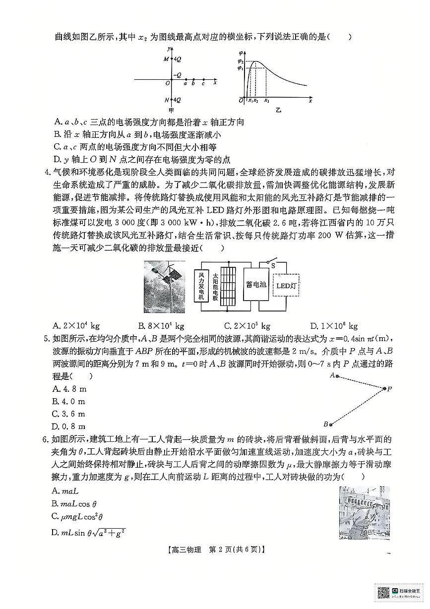 2025届江西“三新”协同教研体高三12月联考物理试题（含答案）第2页