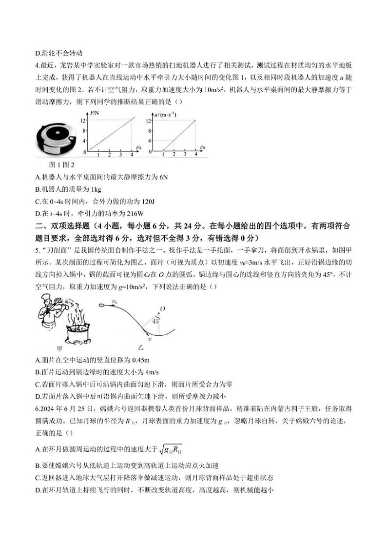 2025届福建省龙岩市一级校高三(上)期中物理试卷(含答案)第2页