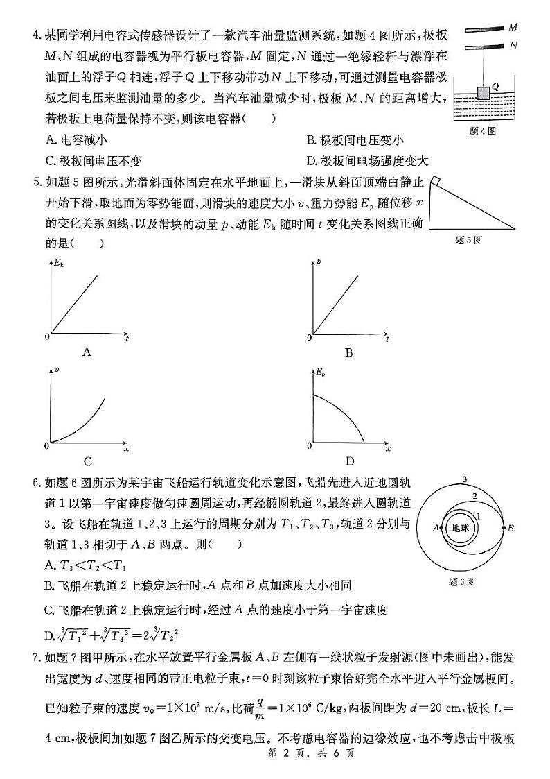 2025届重庆好教育高三12月大联考物理试题第2页