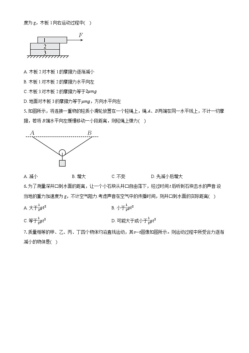 江苏省如东中学等五校2024-2025学年高一上学期12月联考物理试卷-A4第2页