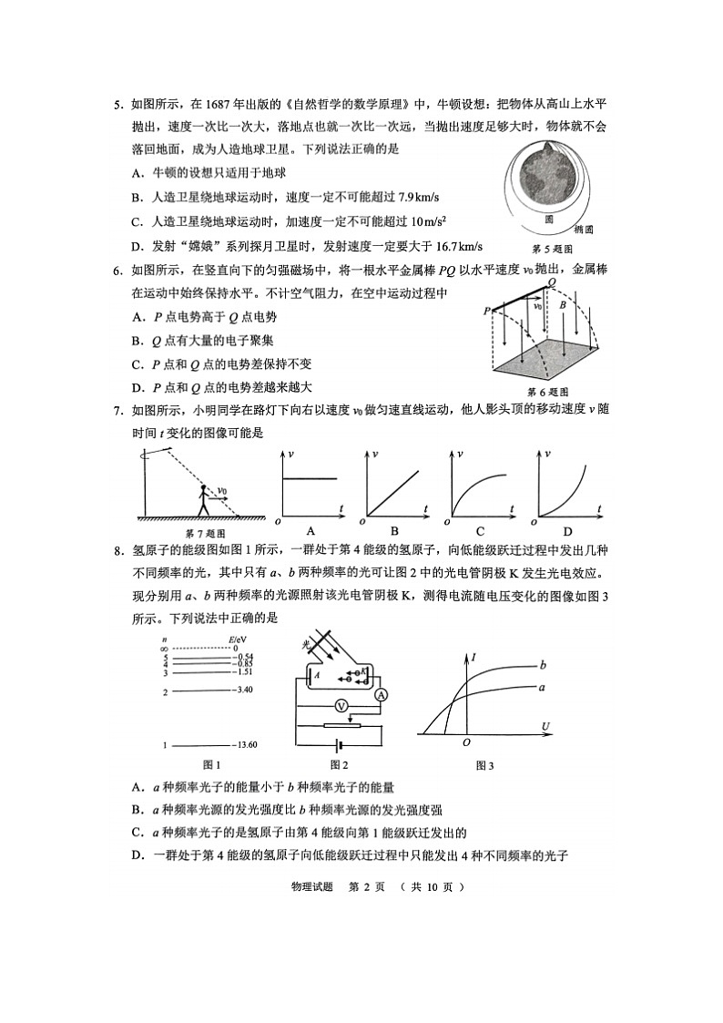 浙江省绍兴市诸暨市2024-2025学年高三（上）12月诊断性物理试卷第2页