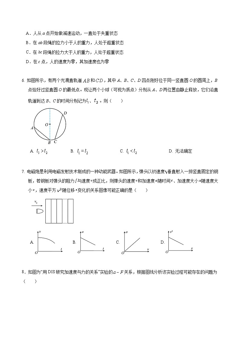 高一物理期末模拟卷【测试范围：沪科版2020必修第一册1~4章+必修二第5章】（考试版）第3页