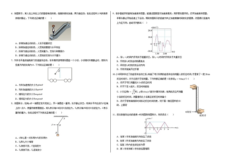高一物理期末模拟卷【测试范围：人教版2019必修第一册】（考试版A3）第2页
