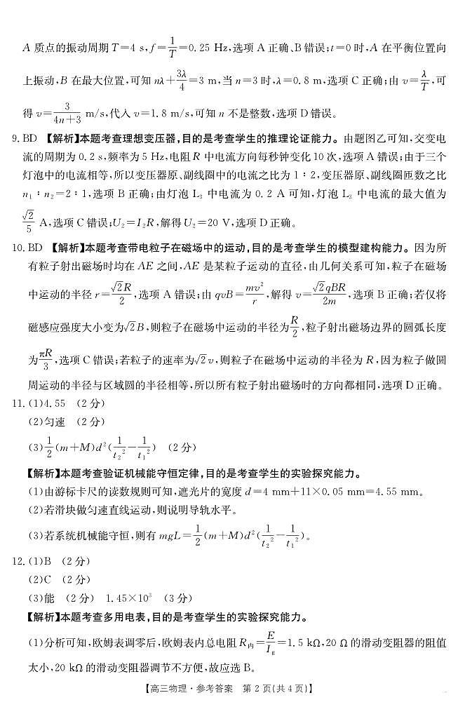 青海省部分学校2025届高三12月联考物理答案第2页