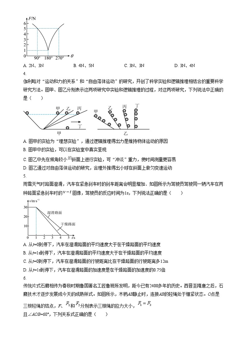 广东省八校联盟2024-2025学年高一上学期教学质量检测（二）物理试题无答案第2页