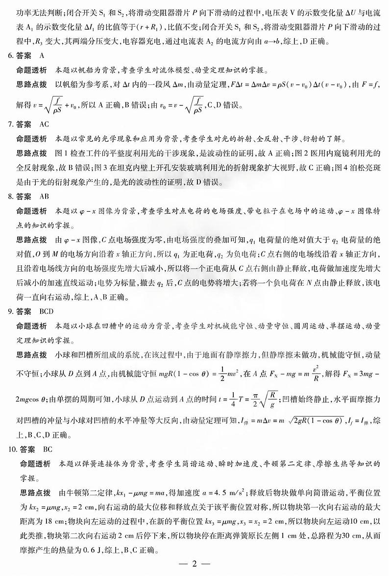 2025湖南省天一大联考物理答案第2页