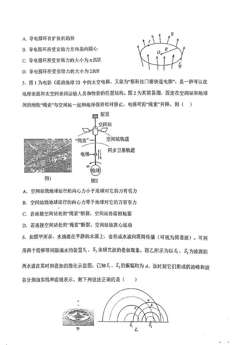 2025届江苏盐城射阳中学高三上学期1月一模物理试题+答案第2页