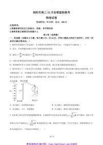 2024～2025学年湖南省浏阳市校联盟高三(上)12月联考(月考)物理试卷(含解析)