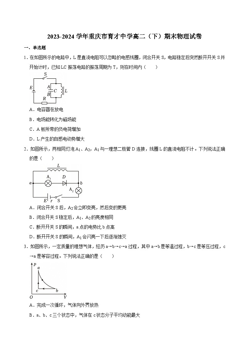 2023-2024学年重庆市育才中学高二（下）期末物理试卷第1页