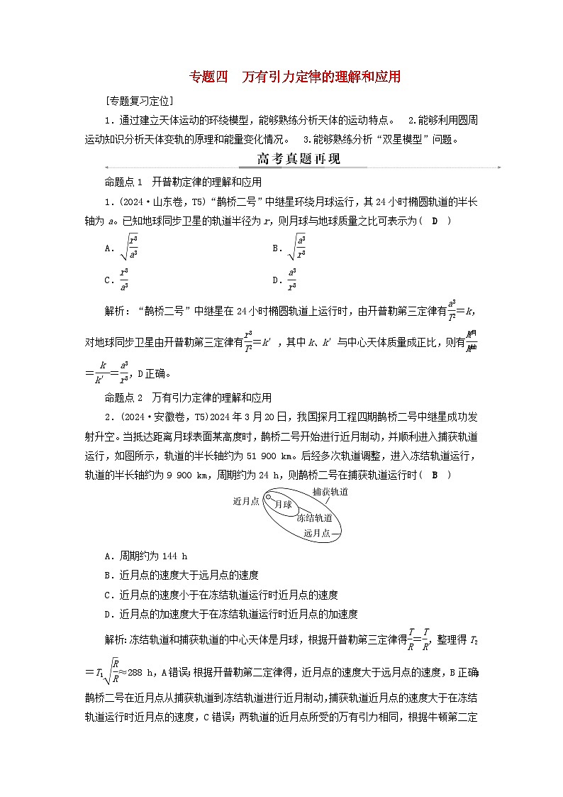 2025届高考物理二轮专题复习与测试模块一力与运动专题四万有引力定律的理解和应用第1页