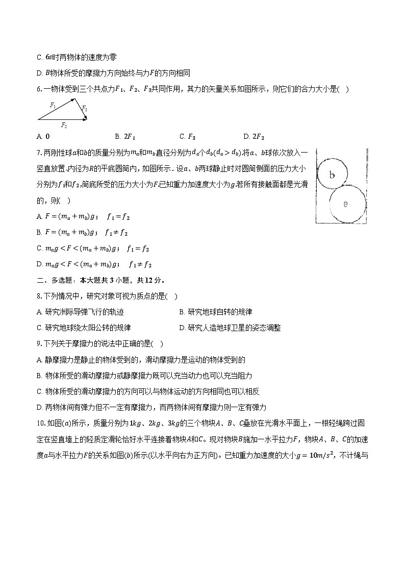 重庆市缙云教育联盟2023-2024学年高一（上）期末物理试卷（含解析）第2页