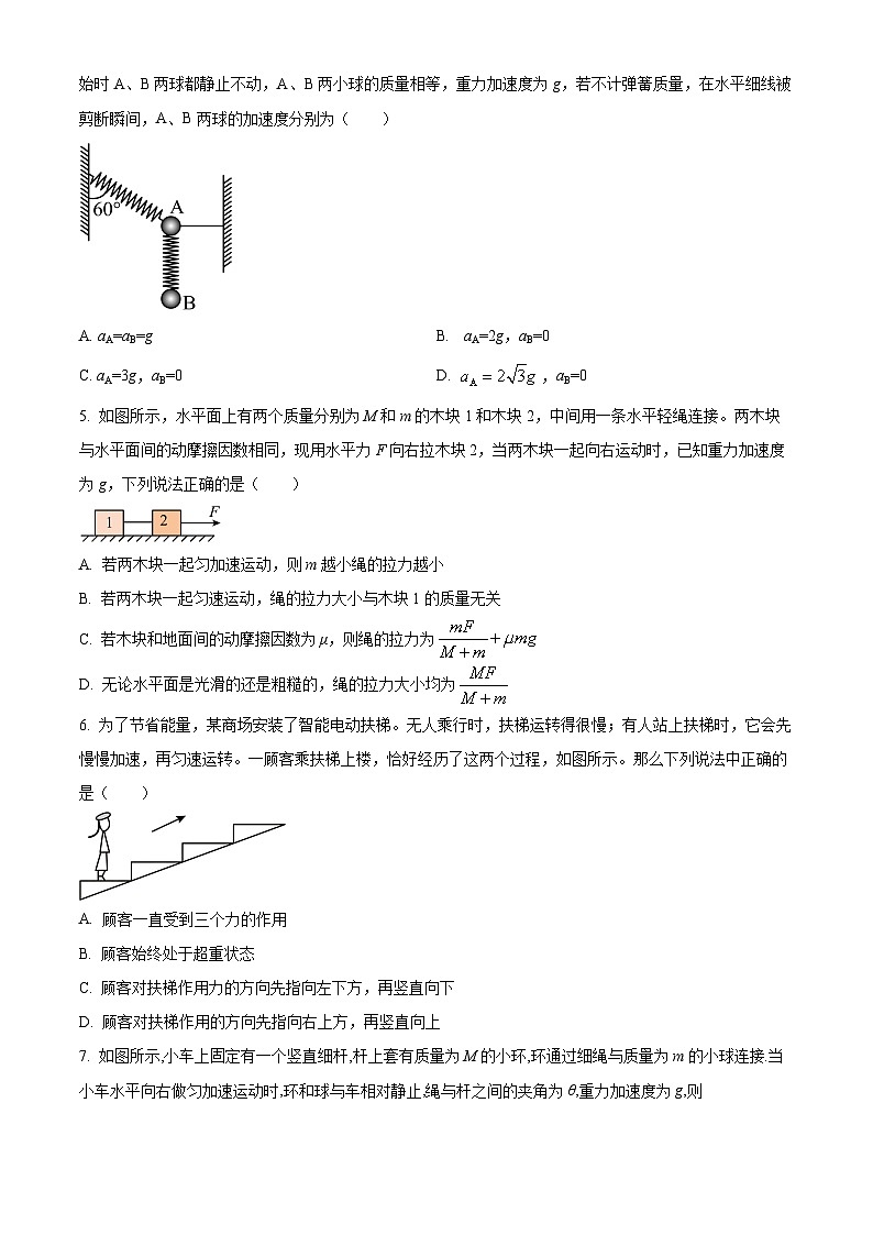 黑龙江省哈尔滨市第九中学校2024-2025学年高一上学期12月月考物理试题无答案第2页