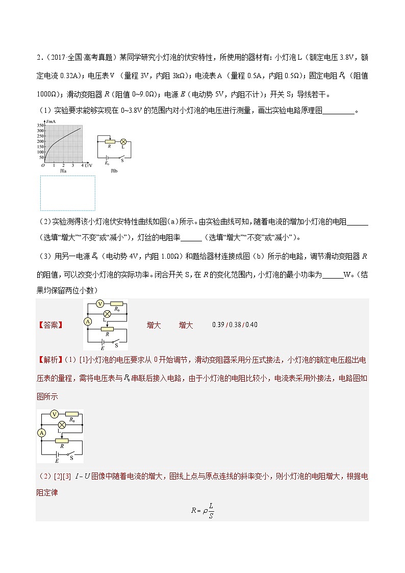 十年高考物理真题（2014-2023）分项汇编专题75实验六：描绘小灯泡的伏安特性曲线（Word版附解析）第2页