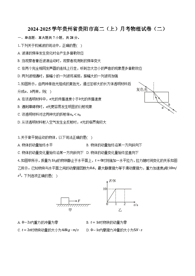 2024-2025学年贵州省贵阳市高二（上）月考物理试卷（二）（含解析）第1页