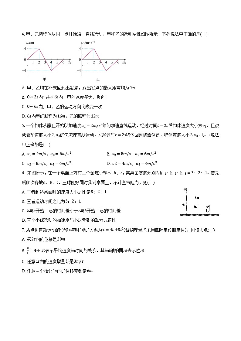 贵州省黔西南州金成实验学校2024-2025学年高一（上）第一次检测物理试卷（含解析）第2页