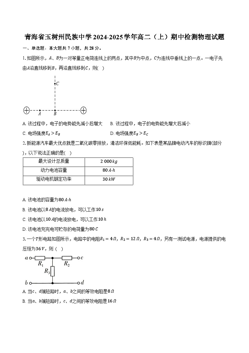 青海省玉树州民族中学2024-2025学年高二（上）期中检测物理试题第1页