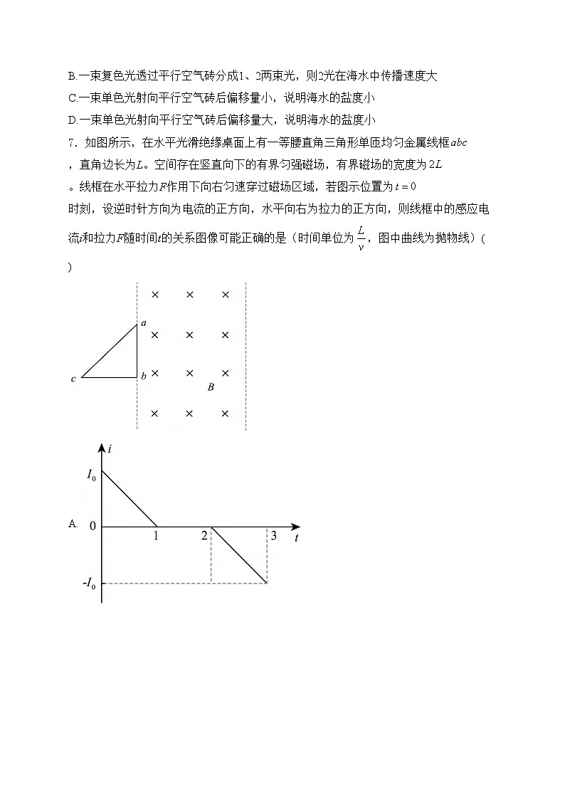 山东省部分学校2025届高三上学期适应性测试（一模）物理试卷(含答案)第3页