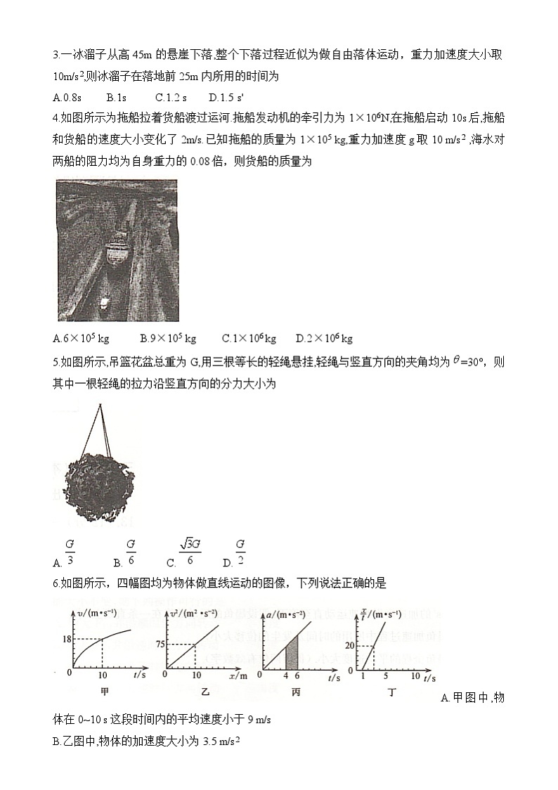 湖南名校大联考2024-2025学年高一上学期期末考试物理试题第2页
