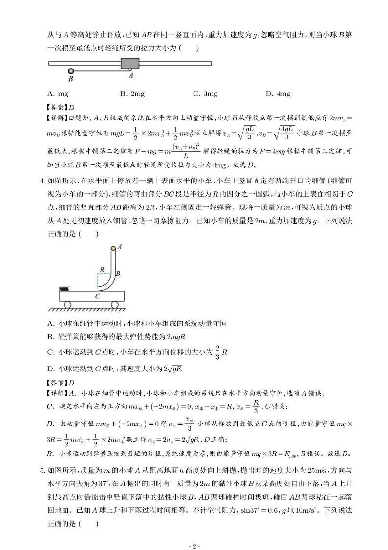 动量守恒定律及其应用（解析版）第2页