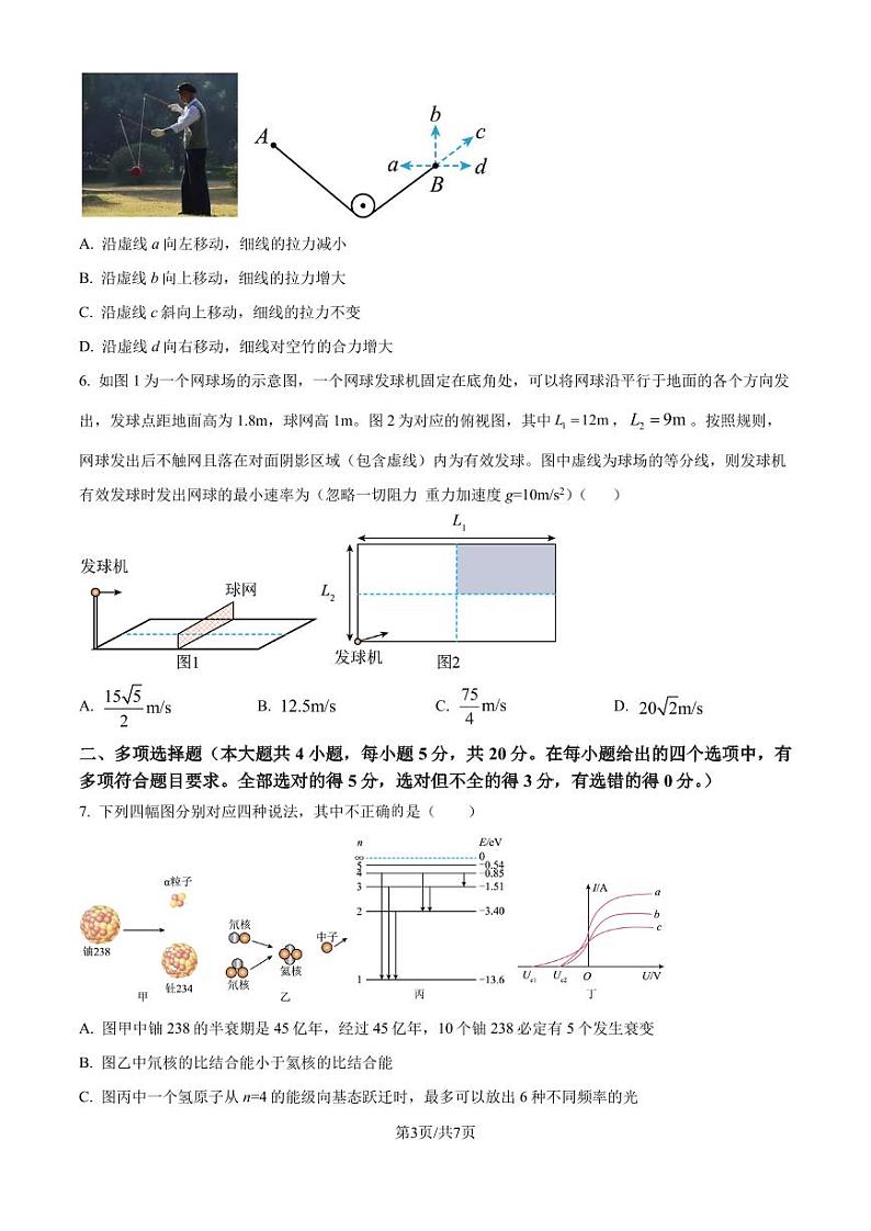 云南师范大学附属中学2025届高三高考适应性月考卷（四）物理试卷（含解析）第3页