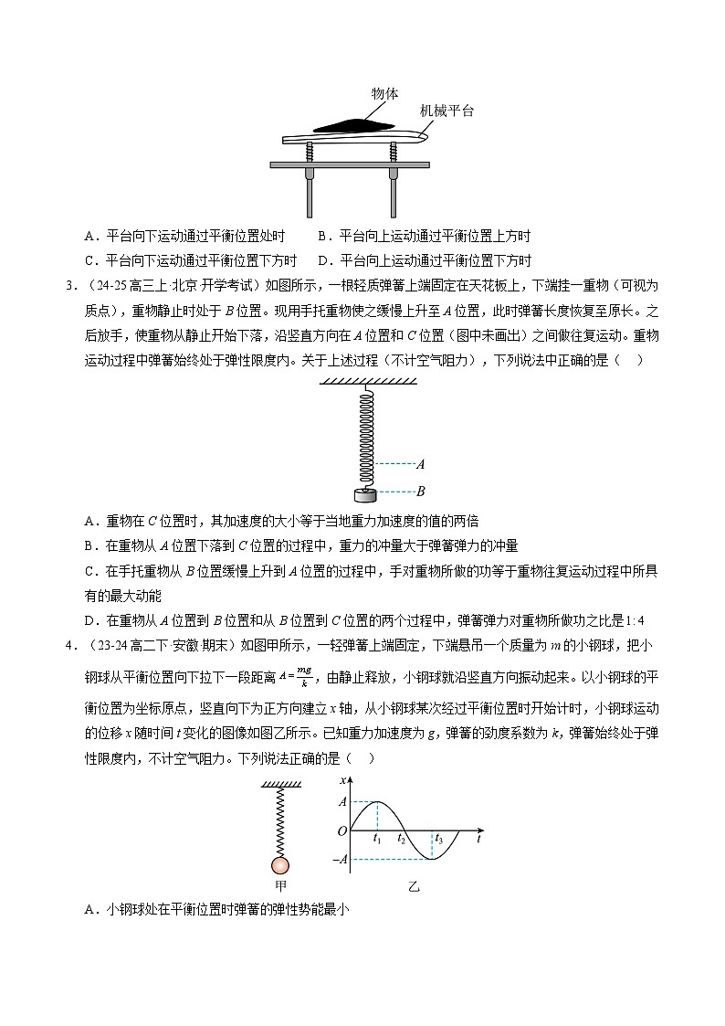 ③寒假提升练-07 机械振动（学生版）2025年高二物理寒假衔接讲练 (人教版)第2页