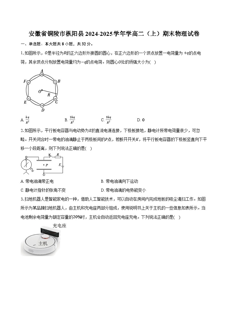 安徽省铜陵市枞阳县2024-2025学年学高二（上）期末物理试卷第1页