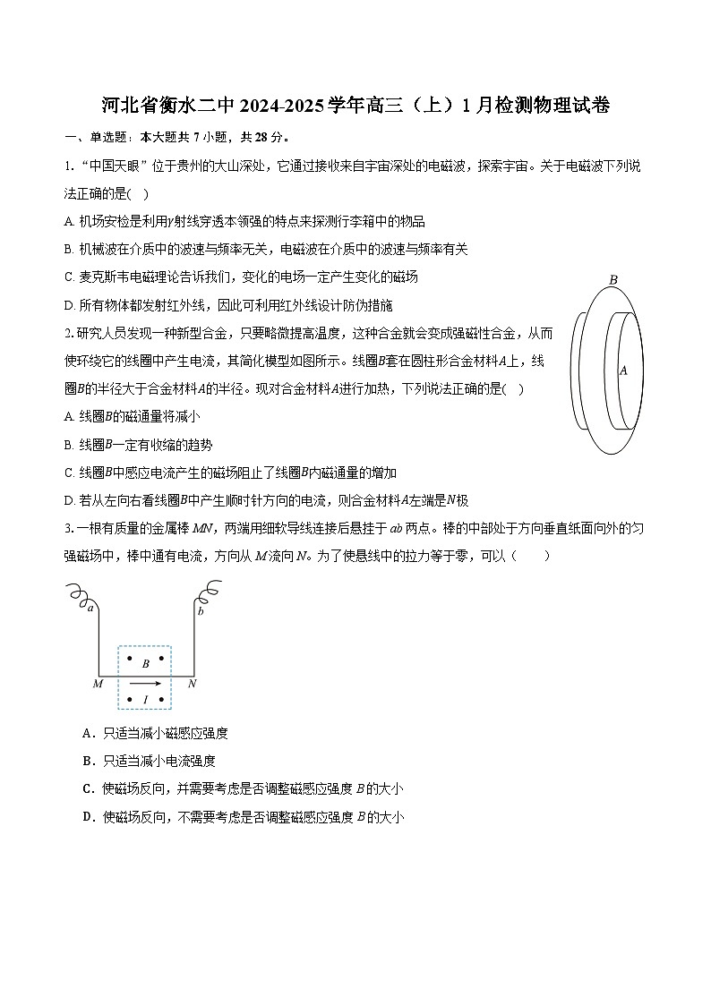 河北省衡水二中集团校2024-2025学年高三（上）期末物理试卷-自定义类型第1页