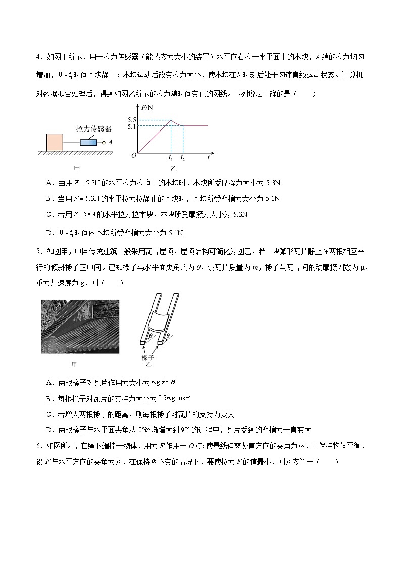 河南省项城市联考2024-2025学年上学期高一物理期末学情调研试卷第2页
