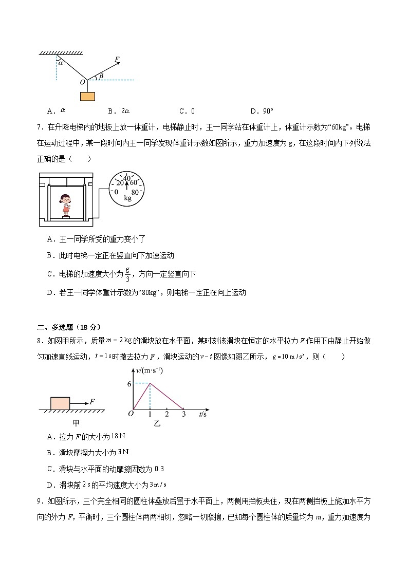 河南省项城市联考2024-2025学年上学期高一物理期末学情调研试卷第3页