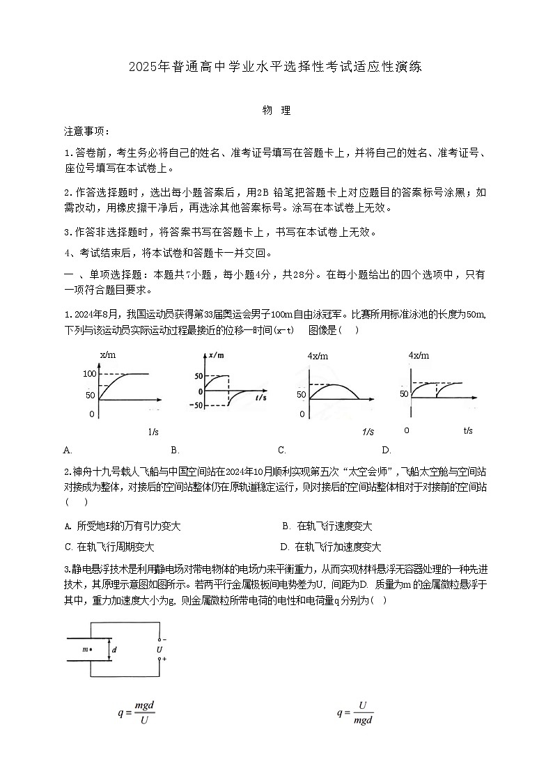 2025届高三八省联考物理试题第1页